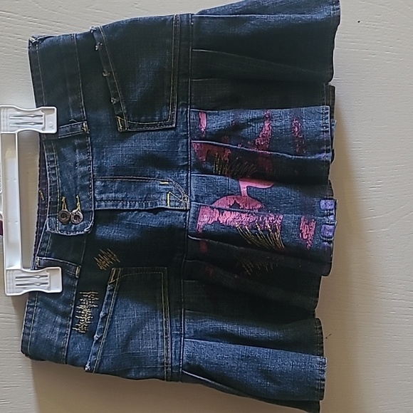 Von Dutch Vintage Rare Pleated Y2K 90s Mini Denim Skirt, Sz XS - Picture 1 of 8